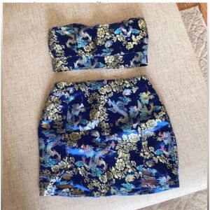 🪞 NEW SET - embroidered satin top and skirt set